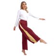 thumbnail image 4 of iEFiEL Womens High Waist Palazzo Pants Metallic Worship Praise Loose Trousers Flared Wide Straight Burgundy L, 4 of 7