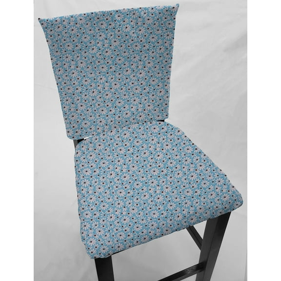 Crazy for Daisies Dining Room Chair Back Covers or Seat Covers by Penny's Needful Things (Seat Cover Only) (Ice Blue)