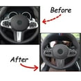 thumbnail image 3 of Para Bmw- 3 Series 2019-2021 Cubierta de panel de volante de fibra de carbono Afortunado Sencillez, 3 of 4