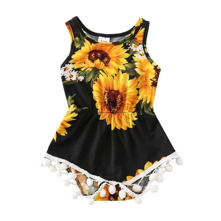 

Baby Girl Clothes Sleeveless Sunflower Floral Romper Jumpsuit Cute Baby Girl Clothes