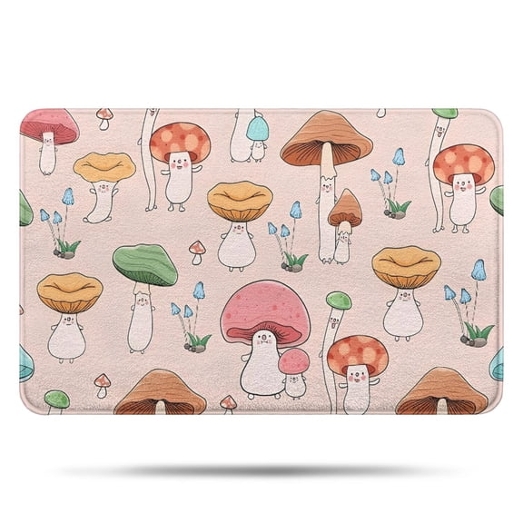 Red Mushroom Cartoon Light Pattern Bathroom Rugs Mat,Non Slip Microfiber Bathroom Rug,Rubber Backing,Soft Bathroom Mats for Bathroom Floor,Tub and Shower,17x27in(43x68cm)