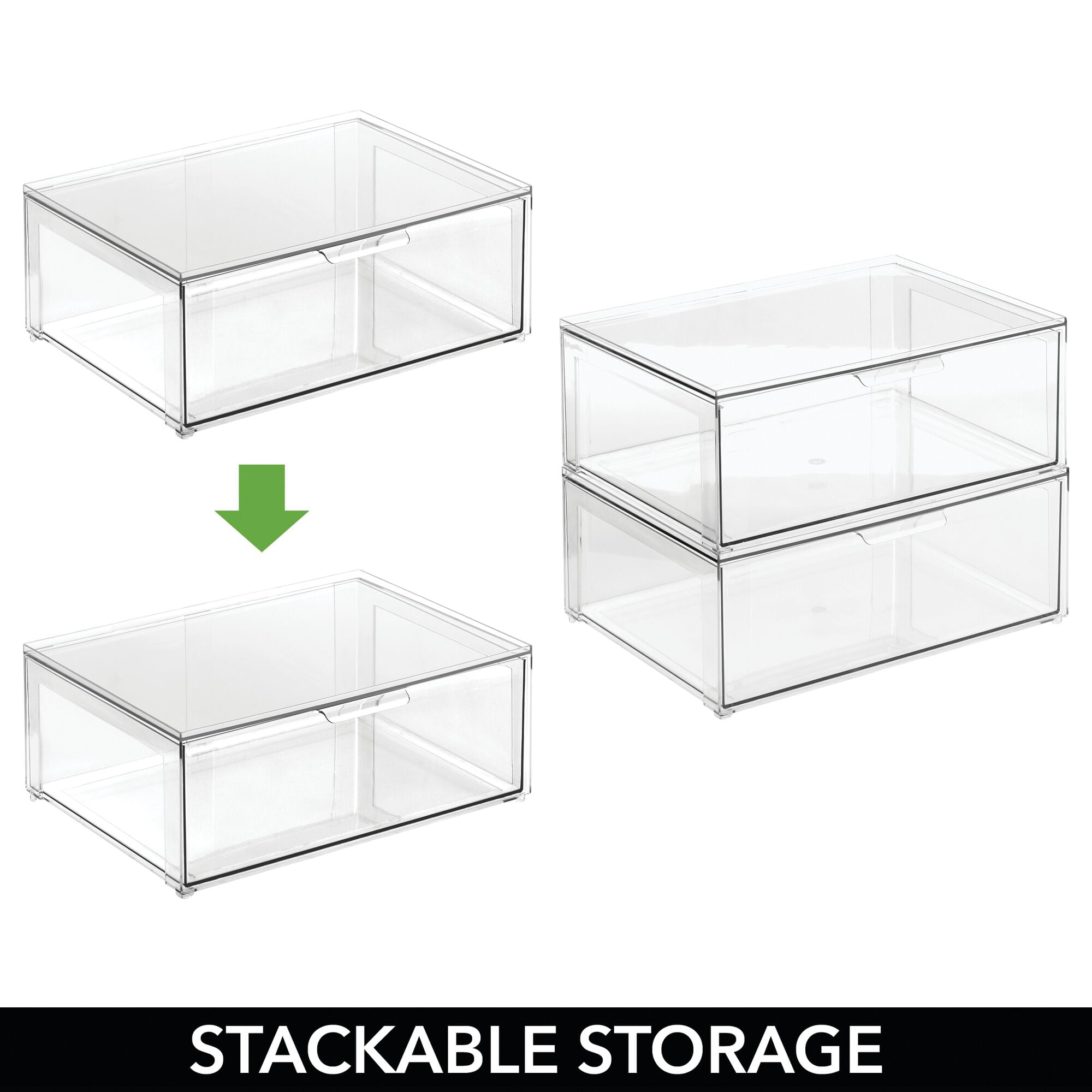 mDesign Plastic Bathroom Organizer Bin w/ Pull Out Drawer - Stackable  Storage Container for Bathroom Accessories - Perfect for Organizing  Bathroom