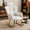 Ivory, variant on Mid Century Style Rocking Glider Chair With Padded Seat For Bedroom Modern Upholstered Seat, Fabric Bedroom, Office