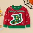 thumbnail image 2 of Little Boys Girls Kids Christmas Sweater Xmas Holiday Party Crewneck Knit Cute Pullover Tops 2 Years-3 Years, 2 of 7