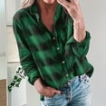 thumbnail image 2 of UVEASISHA Womens Button Down Plaid Shirt Dressy Casual Long Sleeve Collared Shacket Jackets Fall Lightweight Trendy Office Work Shirts with Pocket Spring Sales,Green,L, 2 of 6
