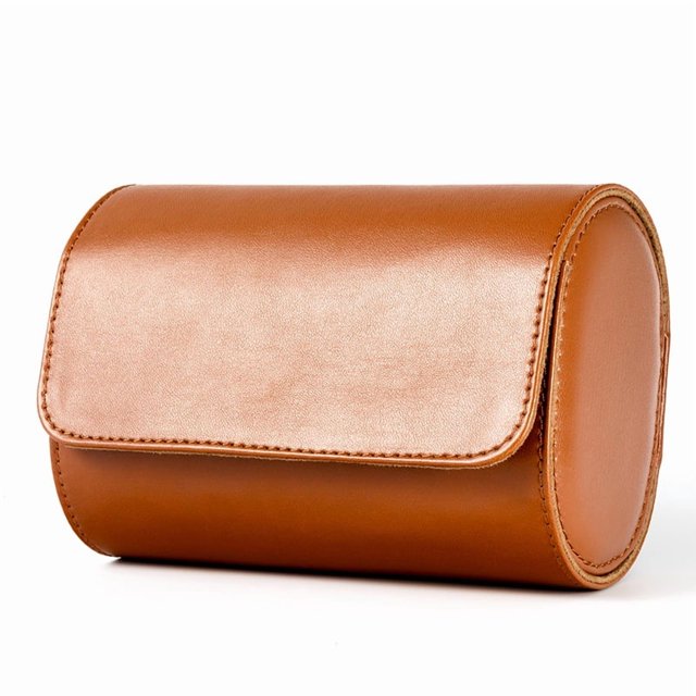 Portable Brown Leather Watch Storage Case for 2 Mechanical Watches - Dustproof Travel Watch Pouch with Protective Design, Ideal for Daily Use and Home Organization, Durable High-Grade Material Watch