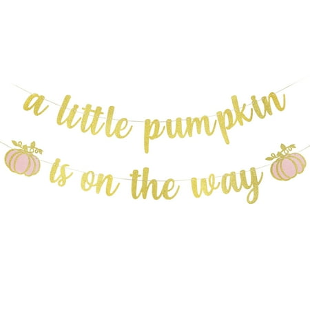 

Gold Glitter A Little Pumpkin is On the Way Banner- Pumpkin Baby Shower Party Decorations Girl Fall