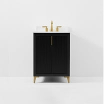 Turlington 24 in. Bath Vanity in Black Oak with White Quartz Top and Undermount