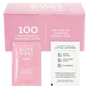 100 Pieces Flushable Wrapped Wet Butt Wipes for Adults Womens, Aloe Vera Scented
