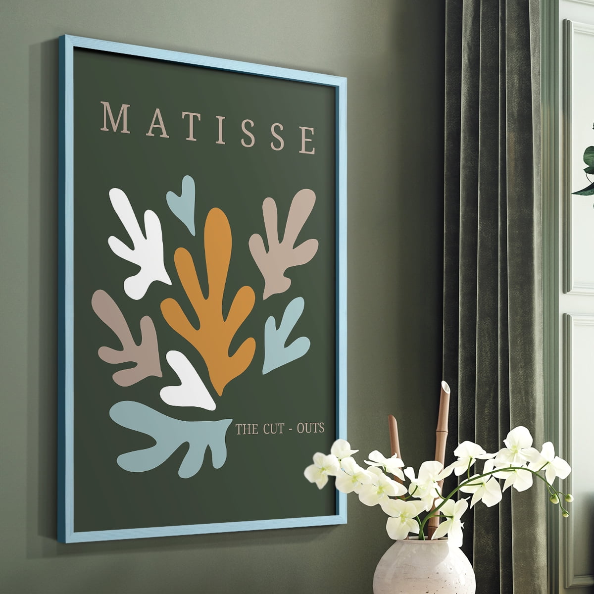 Matisse CDIII in Blue Solid Wood Framed Print No Nail Hanging