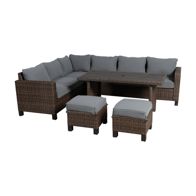 Better Homes Gardens Brookbury 5 Piece Outdoor Patio Wicker Dining Sectional Set Walmart
