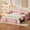 Pink + Velvet + Twin, variant on Upholstered Twin Size Daybed Bed with Charging Station & 2 Side Pockets,Velvet Daybed Frame with Adjustable Height Pop Up Trundle for Guest Room, Home Office,Beige