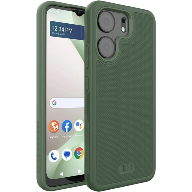 TUDIA MergeGrip BLU View 5 Étui de Téléphone (B160V) Antichoc Double Couche Robuste - Vert Pin
