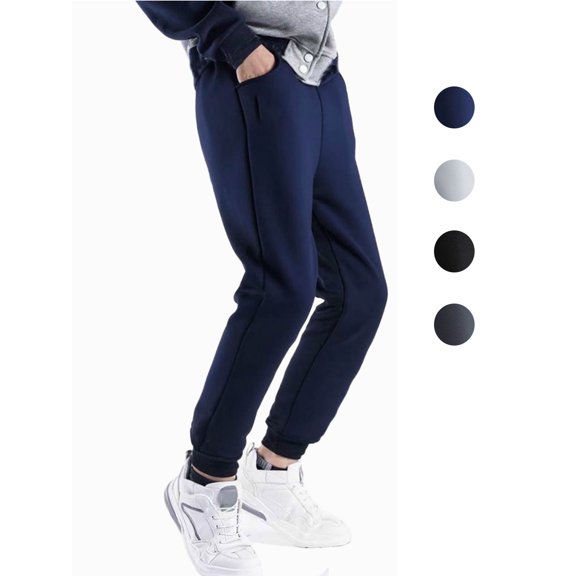 Boys Sweatpants Elastic Waist Long Joggers Pants with Side Pockets Solid Color Casual Outdoor Active Pants Sizes 2-13Y