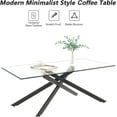 thumbnail image 5 of LoLado Glass Coffee Table, 47.2" Rectangle Clear Tempered Glass Top & Black Metal Leg, Sofa Center Cocktail Tables for Home Office, Black, 5 of 7