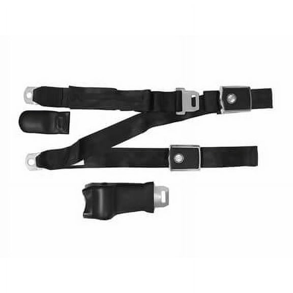 Scott Drake SB-3P-BK-68-C Concours 3-Point Seatbelt Black with Lap Belt Retractor