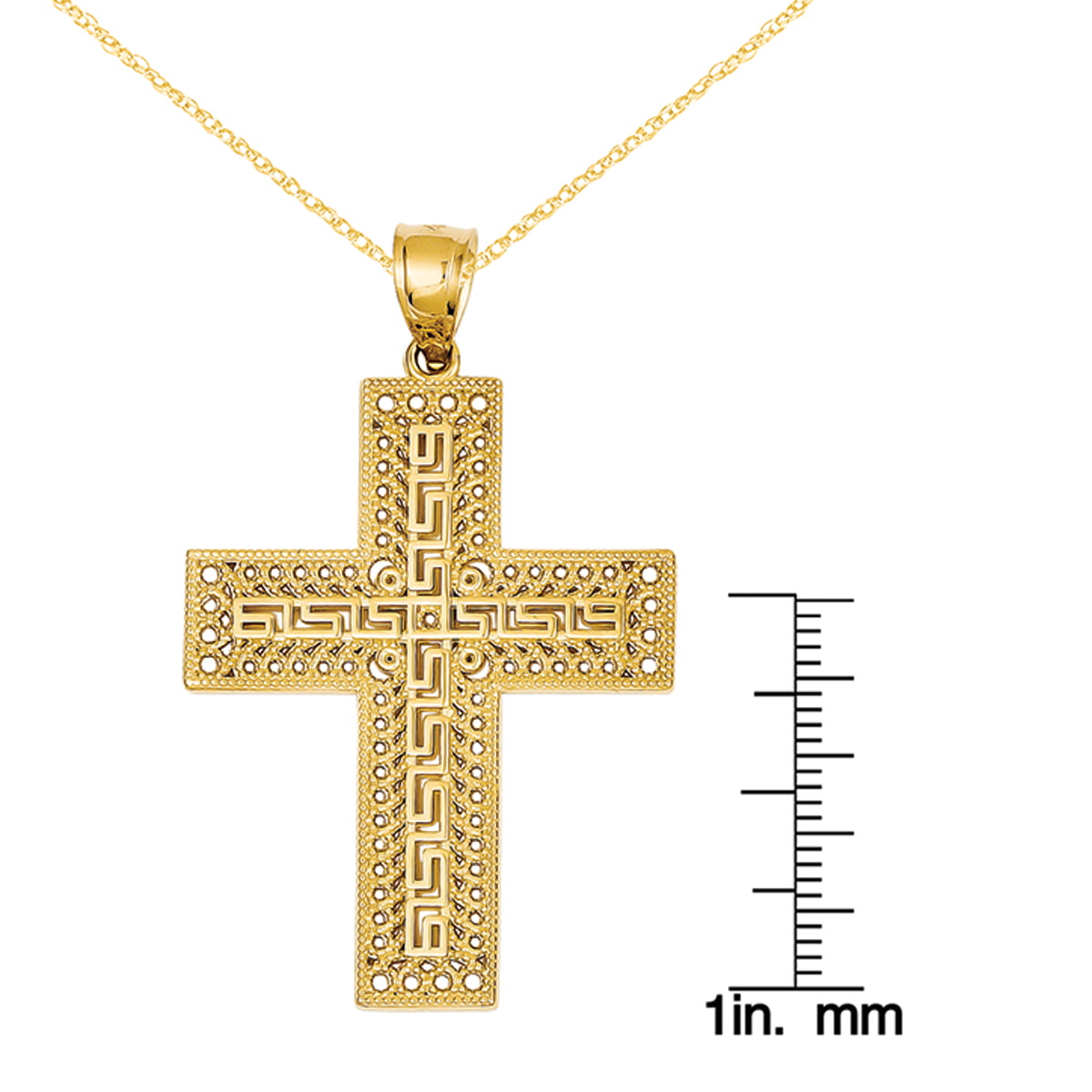 Real 14K  Yellow gold Hollow rope Chain Necklace with cross 3.90 grams 18 inch 