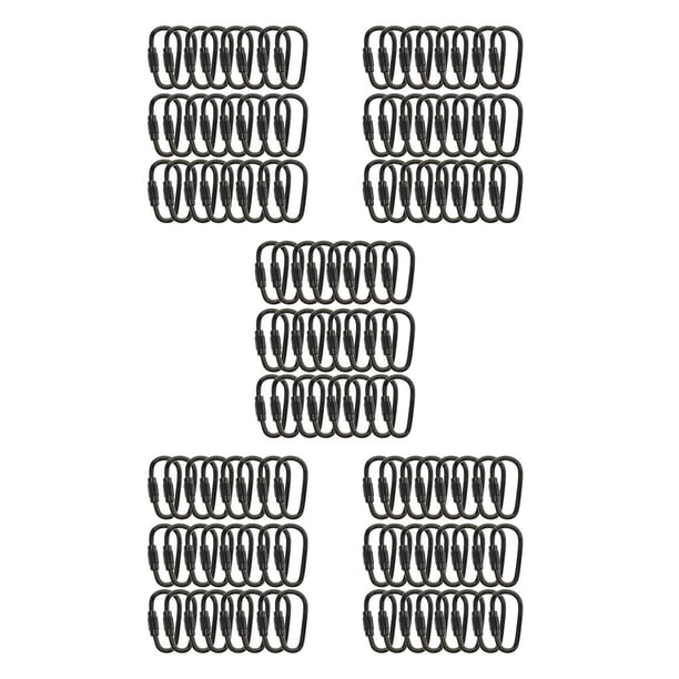 Wosthever 24 Piezas D Anillo Mosquetón de Bloqueo Llavero Mini Ganchos Mosquetones Negro