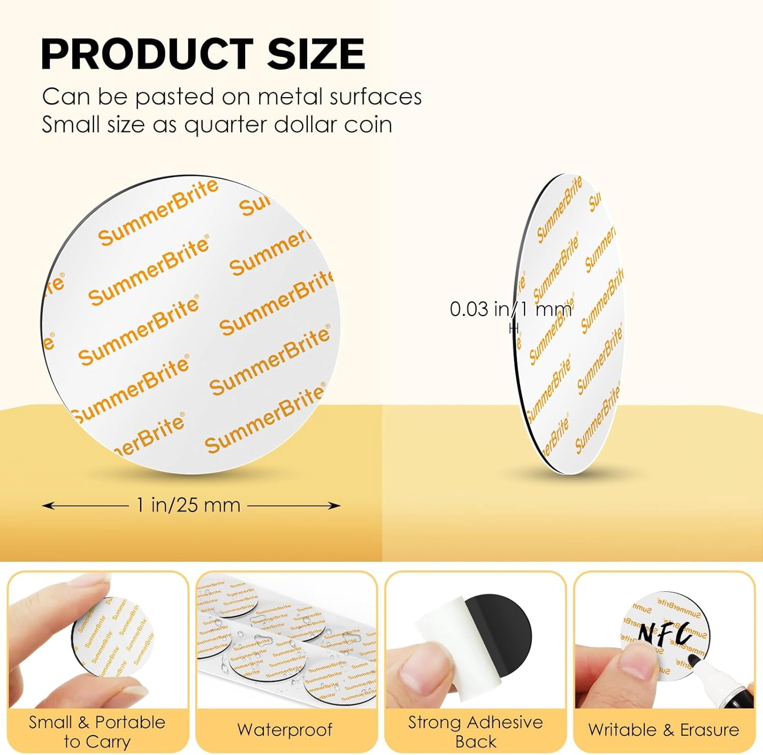 50Pcs NTAG215 NFC Tags Stickers, Anti-Metal Blank NFC Cards for TagMo, 504 Bytes Memory, Rewritable & Programmable RFID NFC Stickers with Adhesive Back Compatible with NFC Enabled Devices
