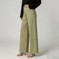thumbnail image 5 of Cagogo Women's Wide Leg High Waisted Trousers with Pockets Striped Casual Streetwear Long Pants Vacation Travel Lounge Outfits Summer Clothes, Yellow S, 5 of 6