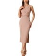 thumbnail image 1 of Unique Bargains Robe Midi Sans Manches Décontractée pour Femmes, Taille Croisée, Khaki G, 1 of 5