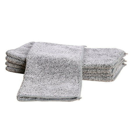 

10Pcs Kitchen Cloth Dish Towels Super Absorbent Coral Velvet Dishtowels Highly Absorbent Thick Fast Drying Bamboo Charcoal