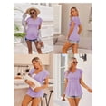 thumbnail image 2 of Weardear 3 Pack Maternity Tops Flying Shorts Sleeve Nursing Shirts V Neck Ruched Twisted Pregnancy Clothes, 2 of 6