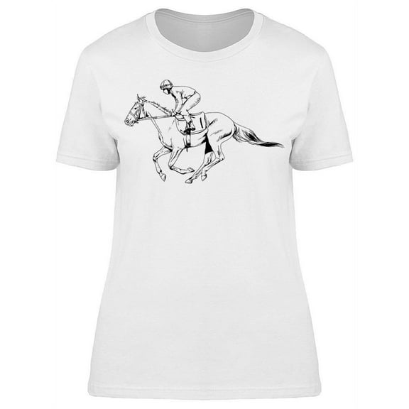Rider Galloping A Horse T-Shirt Women -Image by Shutterstock, Female Large