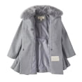 thumbnail image 3 of Cremson Girl Wool Princess Dress Coat Jacket Faux Fur Collar - Grey (Size ), 3 of 3