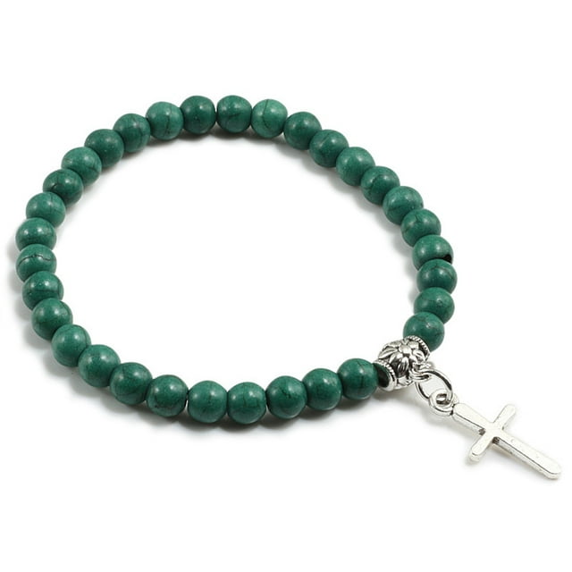 fastboy Adjustable Cross Pendant Bracelet Gift For All Occasions Comfortable Cross Pendant Bracelets Unisex blackish green 1Set