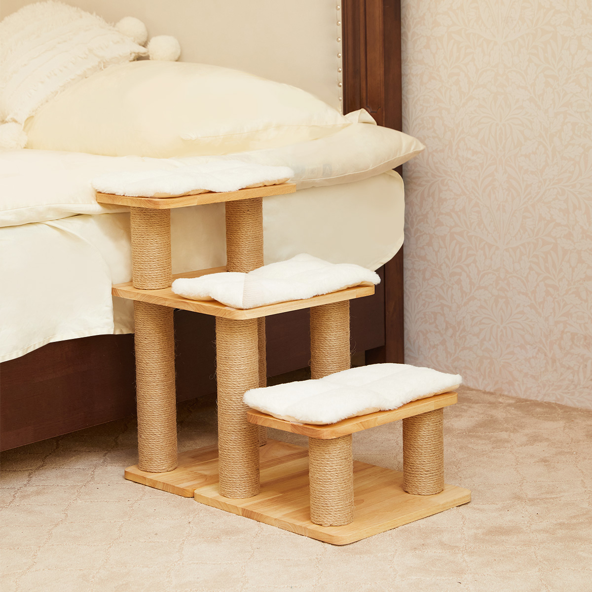 FUKUMARU Dog & Cat Stairs with Scratching Post, Wooden, over 6 Combinations