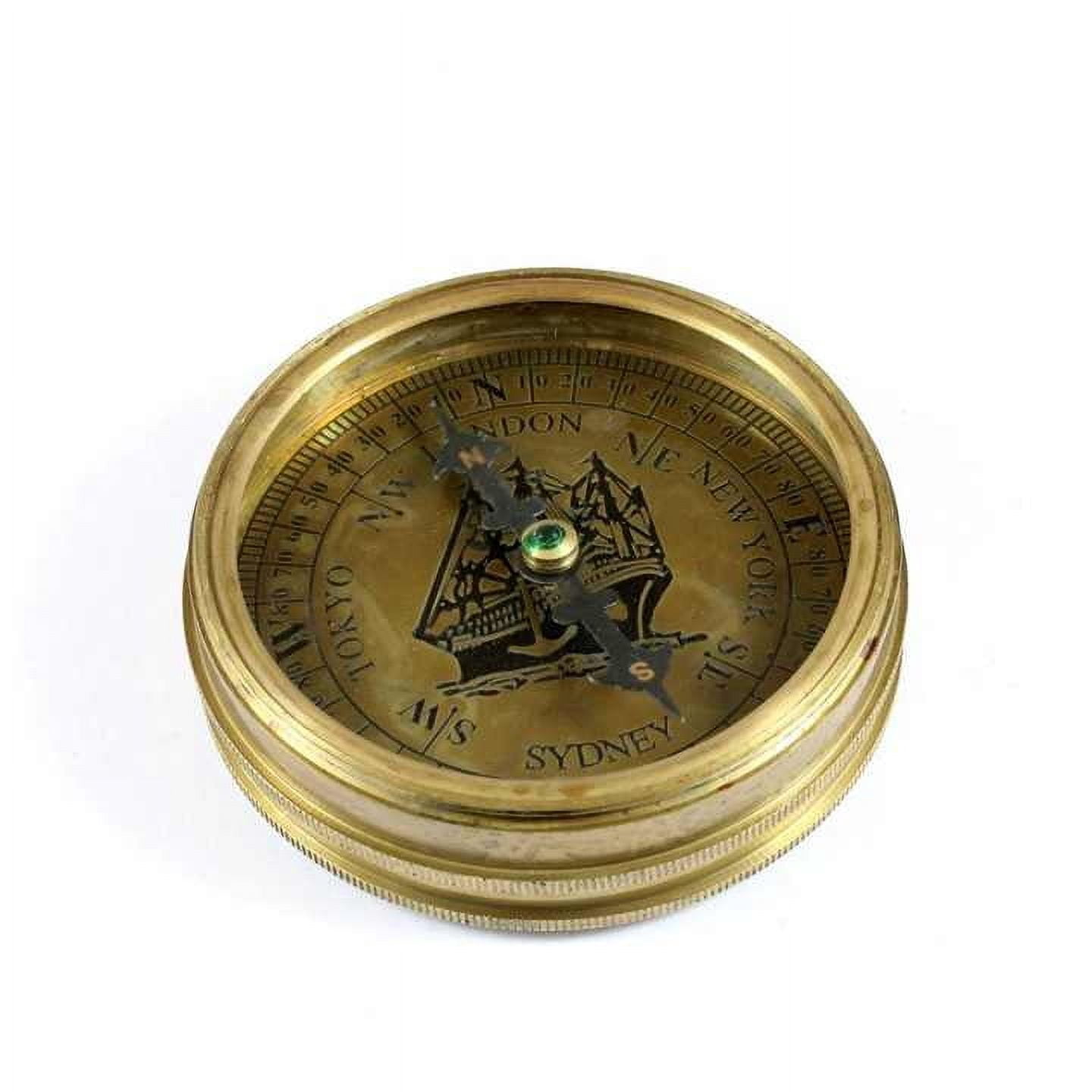 T.Cook London Antique Style Brass Compass Metal Directional Finish with Engraved Robert Frost Text inside