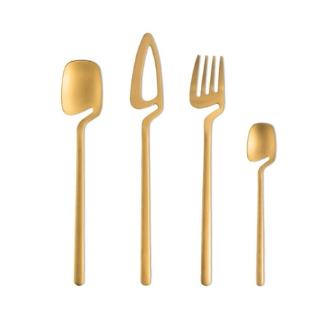 

Stainless Steel Polished Cutlery Set Forks Dessert Dinnerware Kitchen Silverware for Travelling Wedding Ceremony Camping Golden