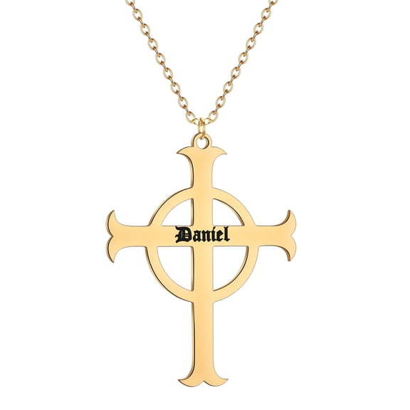 Custom Letter Name Pendant Necklaces For Women Men Stainless Steel Cross A-Z Alphabet Personalized Choker Jewelry Gift