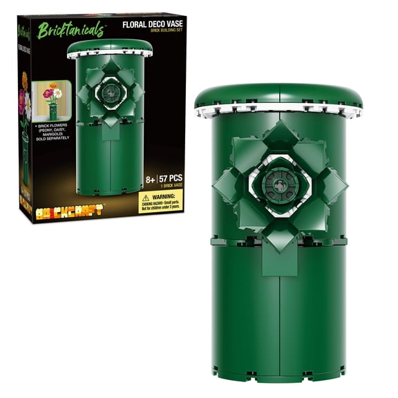Brickcraft Bricktanicals Floral Deco Vase Building Kit (102-Piece Set), 5 βCylinder, DIY Building Set, Spring Decor, Gift Idea for Adults, Kids, Flower Lovers