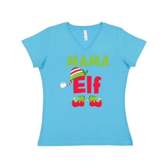 Inktastic Christmas Mama Elf Women's V-Neck T-Shirt