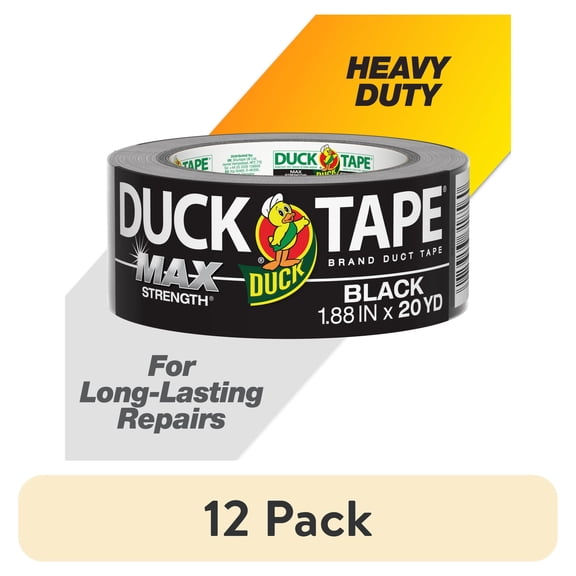 (12 pack) Duck Max Strength Brand Duct Tape, 1.88 in. x 20 yd., Black