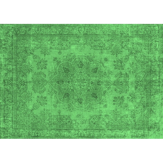 Ahgly Company Indoor Rectangle Oriental Emerald Green Industrial Area Rugs, 7' x 9'