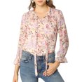thumbnail image 7 of Allegra K Women's Long Sleeves Tie Neck Ruffle Collar Floral Print LeisureTop, 7 of 7