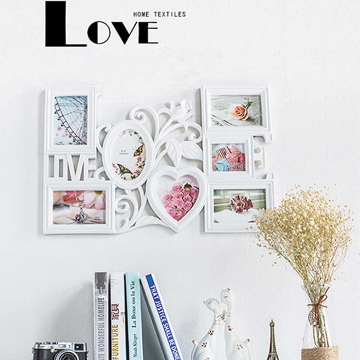 60cm White Creative Love Shaped 6 Pictures Photo Frame Wall Mount Home Decor Walmart Canada