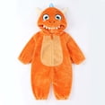 thumbnail image 4 of Kids Boys Orange Dinosaur Costume Hooded Flannel Onesie Full Zip for Hall-oween Birthday Party,Size 25-30 Months, 4 of 9