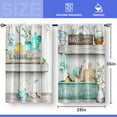 thumbnail image 3 of Teal Wood Kitchen Curtains - Rustic Wooden Country Farmhouse Small Short Cafe Tier Curtains Western Decor for Living Dining Room Rod Pocket Window Drapes 36 Inch Length 2 Panels 28"x36", 3 of 5