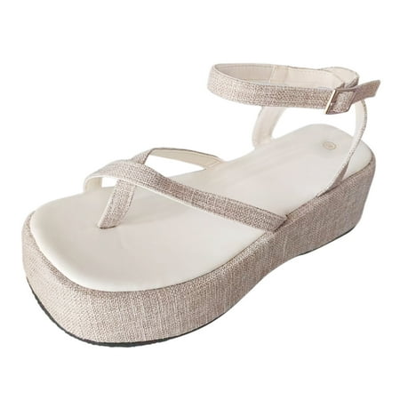 

PEASKJP Womens Platform Sandals Comfortable Sandals for Women Dressy Summer Gladiator Sandals for Women (White 7)