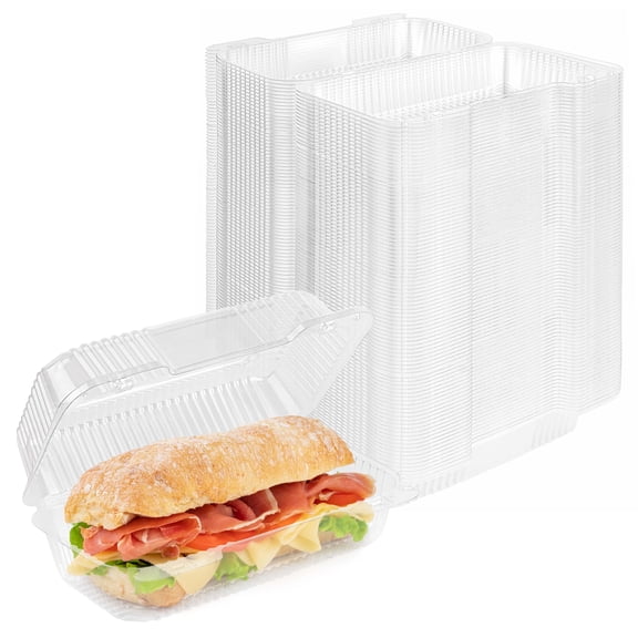 Stock Your Home Plastic 9 x 5 Inch ClamShell Takeout Trays (25 Count) - Dessert Containers - Plastic Hinged Food Container - Disposable Plastic Clamshell Food Containers for Cake, Sandwiches