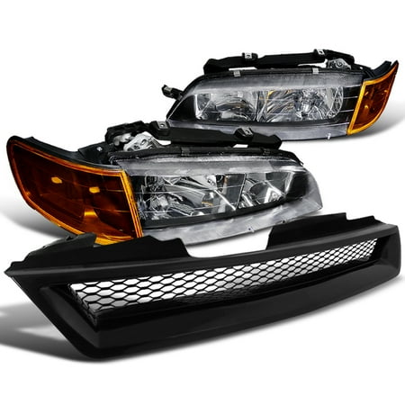 Honda Accord Billet Grille - Spec-D Tuning 1994-1997 Honda Accord Jdm Black Headlights + Corner Lights + Mesh Grille 94 95 96 97