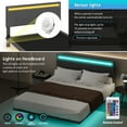 thumbnail image 4 of Sesslife Queen Bed Frame with LED Lights, Upholstered Floating Bed with Adjustable Velvet Headboard, Modern Floating Bed Frame with Sensor Lights, No Box Spring Needed, Easy Assembly, Gray, 4 of 8