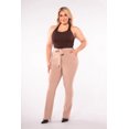 thumbnail image 2 of Plus Size High Waist Flare Pants With Front Seam Detail And Waist Tie - Latte, 2 of 9