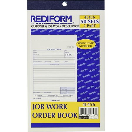 REDIFORM Job Work Order Book, 5 1/2 x 9 1/8, Two Part, 50/Book