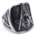 thumbnail image 3 of Masonic Rings Freemason Ring for sale. Steel Pinstripe - Square and Compass, 3 of 3