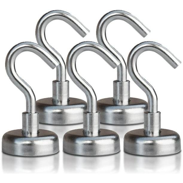 Strong Heavy Duty Magnetic Hooks (5 Pack) - Powerful 40lb Rare Earth Hook Magnet Set for Multi-Purpose Hanging, Storage, Organization - Includes Felt Non-Scratch - Walmart.com